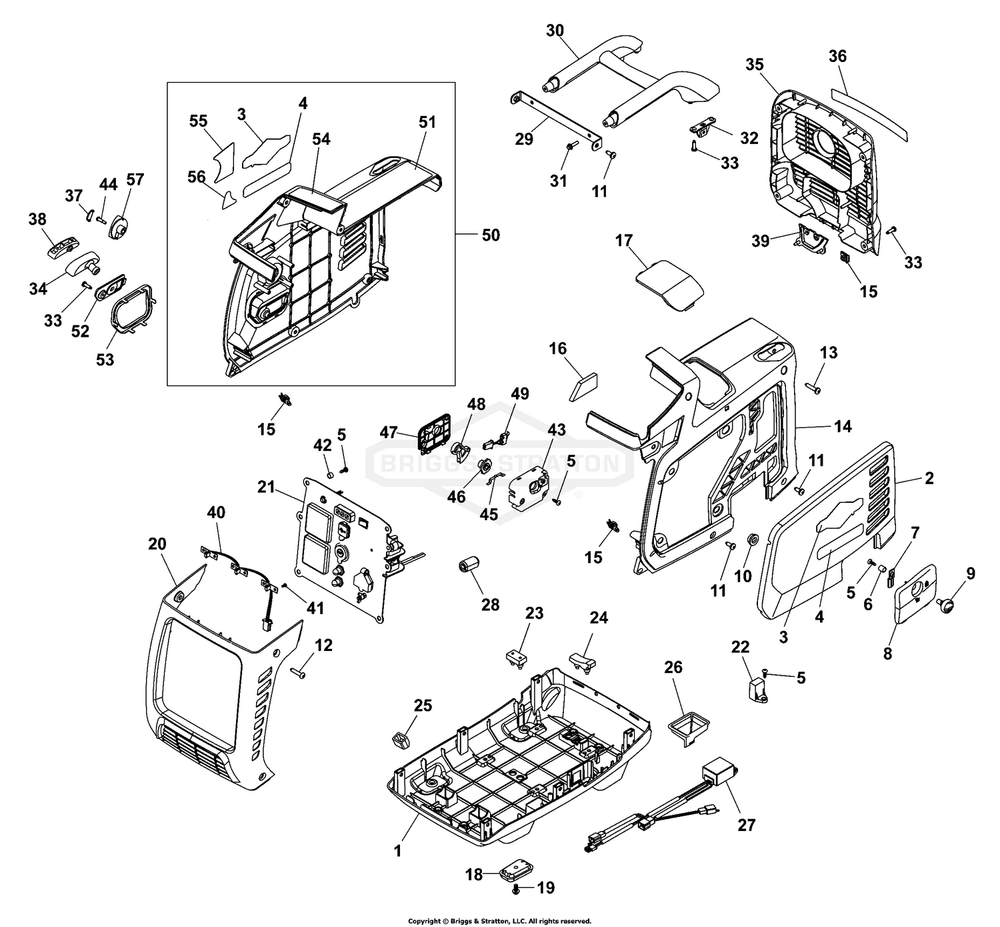 Main Unit P1 Diagram and Parts List for 030802-00  Briggs and Stratton Generator